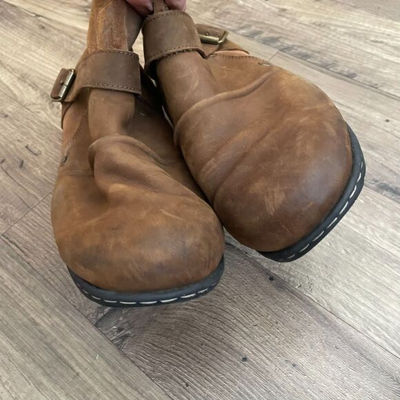 OTTO ZONE Tan Leather Buckle Moto Boots